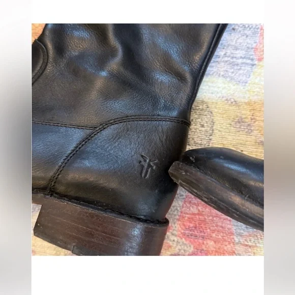 Frye Shirley OTK Leather Knee High Black Riding Boots - Sz 8 - Picture 10 of 16
